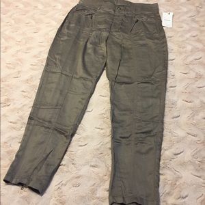 Mango Soft Khaki Ankle Trousers w/Zipper details